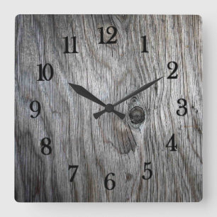 Beautiful authentic Rustic looking Reclaimed wood Quadratische Wanduhr