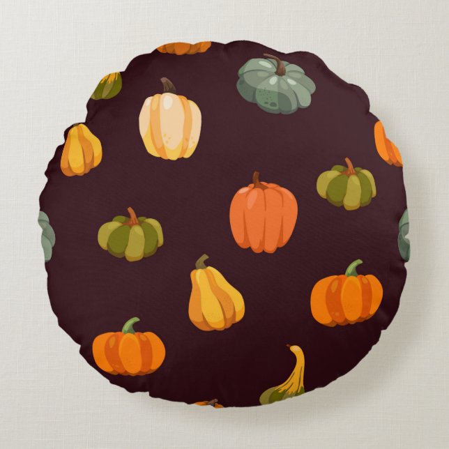 Beautiful autumn background with colorful pumpkins rundes kissen (Vorderseite)