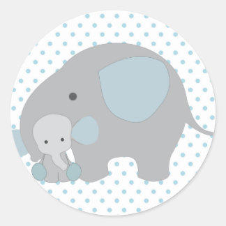 Beautiful Baby Boy Blue Elephant Runder Aufkleber