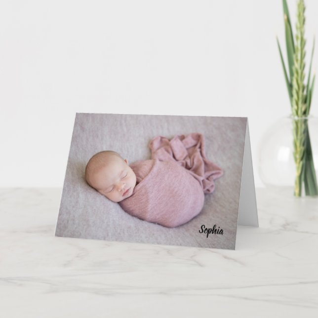 Beautiful Baby Girl Junge Foto Neugeborene Ankündi Karte (Vorderseite)