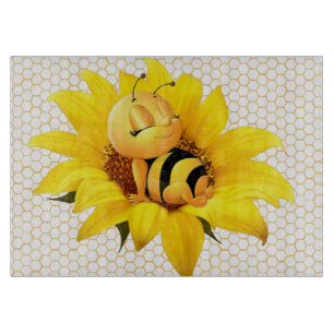 Beautiful Baby Honey Bee Yellow Sunflower Schneidebrett