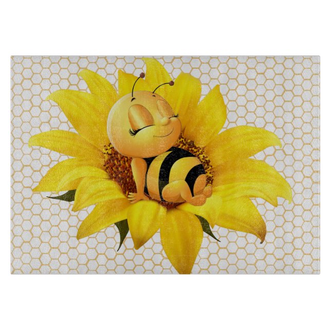 Beautiful Baby Honey Bee Yellow Sunflower Schneidebrett (Vorderseite)