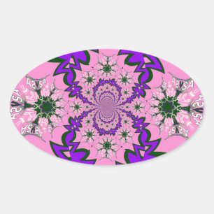 Beautiful Baby Pink Lila Shade Motif Art Ovaler Aufkleber