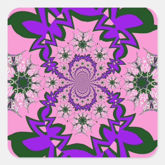 Beautiful Baby Pink Lila Shade Motif Art Quadratischer Aufkleber (Vorderseite)