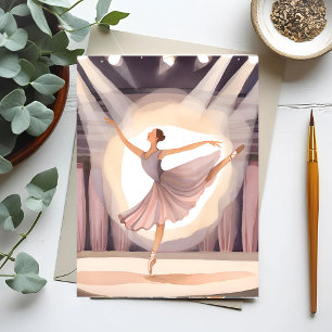 Beautiful Ballerina Ballet Arts Dance Wasserfarb Postkarte