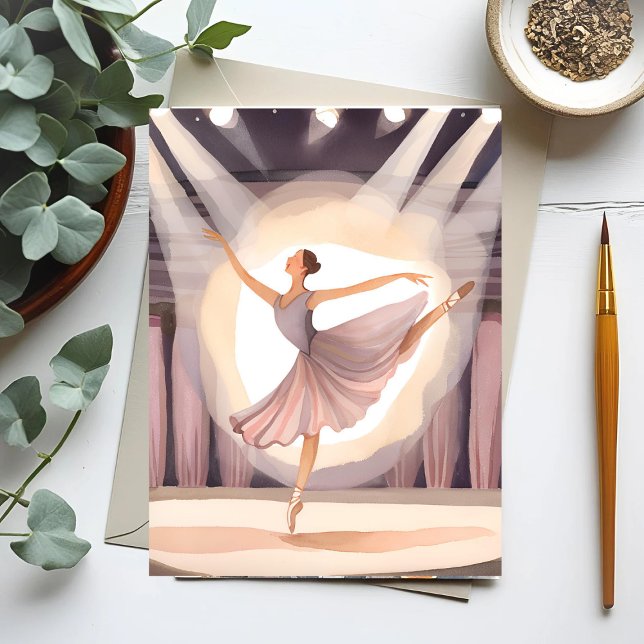 Beautiful Ballerina | Ballet Arts Dance Wasserfarb Postkarte (Von Creator hochgeladen)