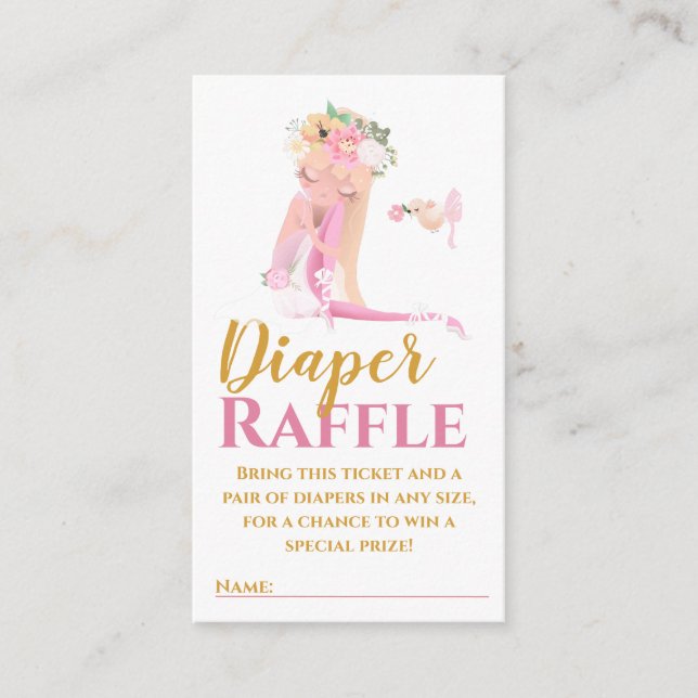 Beautiful Ballerina Diaper Raffle Ticket Enclosur Begleitkarte (Vorderseite)