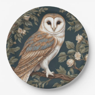 Beautiful Barn Owl William Morris Inspiriert Pappteller