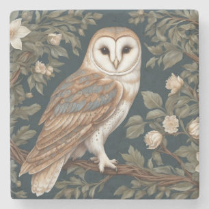 Beautiful Barn Owl William Morris Inspiriert Steinuntersetzer