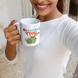 Beautiful Be You Monogram Orange Garden Floral Kaffeetasse