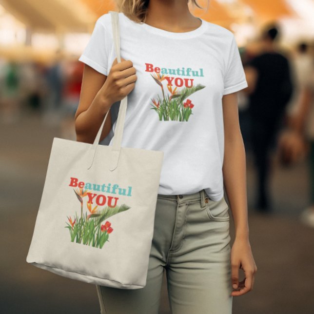 Beautiful Be You Monogram Orange Garden Floral Tragetasche (Von Creator hochgeladen)