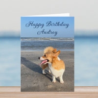 Beautiful Beach Corgi Custom Happy Birthday