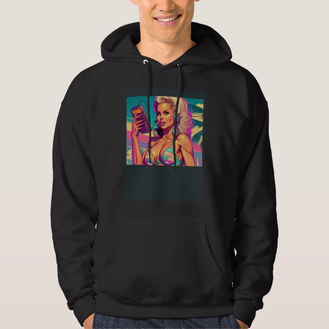 Beautiful Beach Girl In Retro Style Hoodie (Vorderseite)
