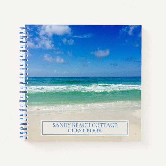 Beautiful Beach House Personalisiert Guest Notizbuch (Vorderseite)