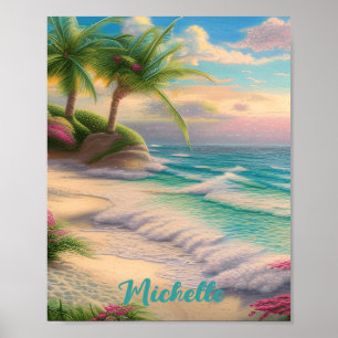 Beautiful Beach Ocean Waves Muscheln Poster