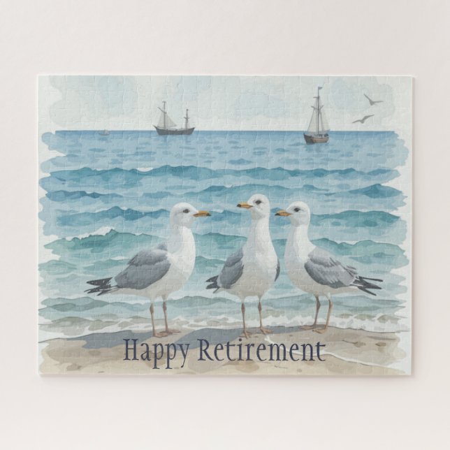 Beautiful Beach Seagulls Ocean Vacation Rente Puzzle (Horizontal)