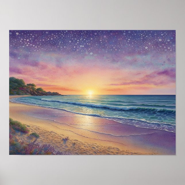 Beautiful Beach Waves and Shore Art Poster (Vorne)