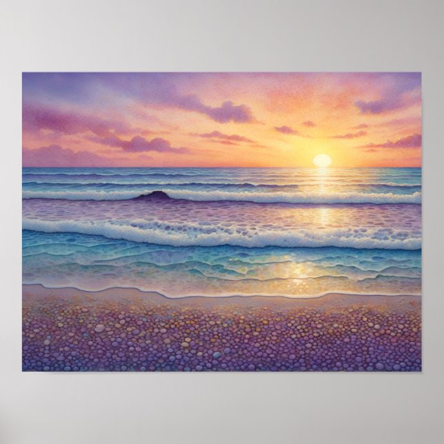 Beautiful Beach Waves and Shore Art Poster (Vorne)
