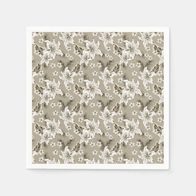 Beautiful beige flower pattern serviette (Vorderseite)