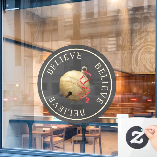 Beautiful BELIEVE mit Jingle Bell Weihnachten Fensteraufkleber (Café-Fenster)