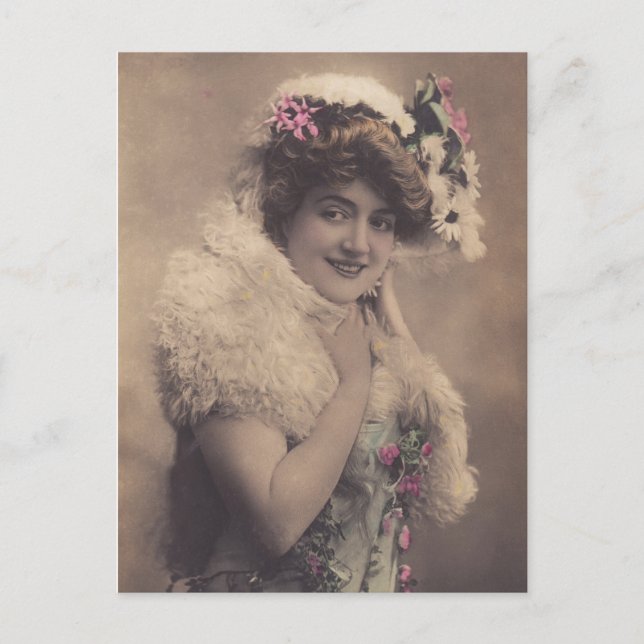 Beautiful Belle Epoque Star Frau Vintage Postkarte (Vorderseite)