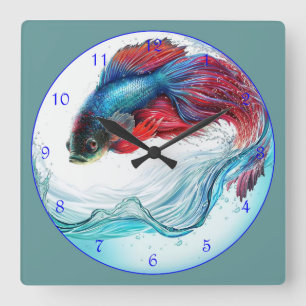 Beautiful Betta Fish Quadratische Wanduhr
