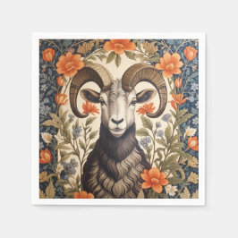 Beautiful Big Horn Sheep William Morris Inspired Serviette
