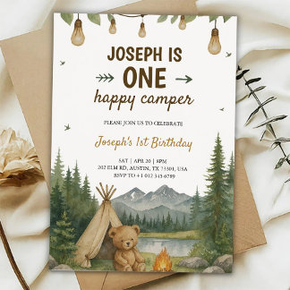 Beautiful birthday Invitation with camping vibe Einladung