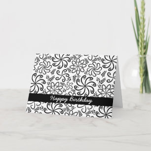 Beautiful black and white Birthday Card Karte
