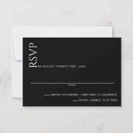 Beautiful Black and White Wedding RSVP Karte