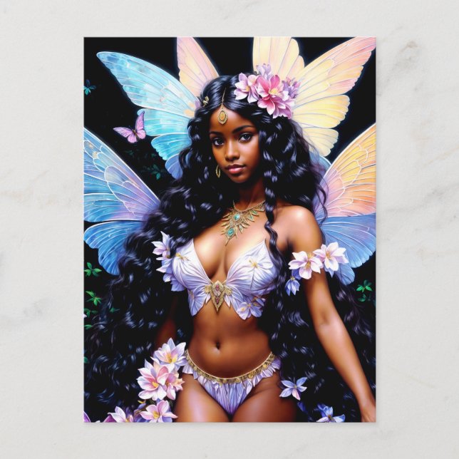 Beautiful Black Fairy Girl Postkarte (Vorderseite)