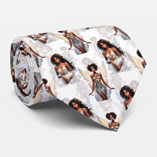 Beautiful Black Girl Angels Pattern Design  Krawatte (Von Creator hochgeladen)