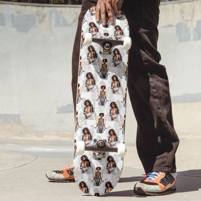 Beautiful Black Girl Angels Pattern Design  Skateboard (Von Creator hochgeladen)