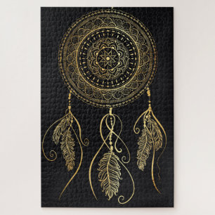 Beautiful Black Gold Traum Catcher Mandala Puzzle