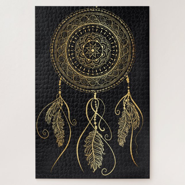 Beautiful Black Gold Traum Catcher Mandala Puzzle (Vertikal)
