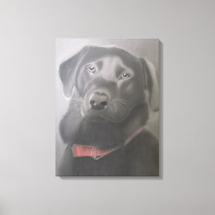"Beautiful Black Labrador" Holzkohle Zeichnend Leinwanddruck