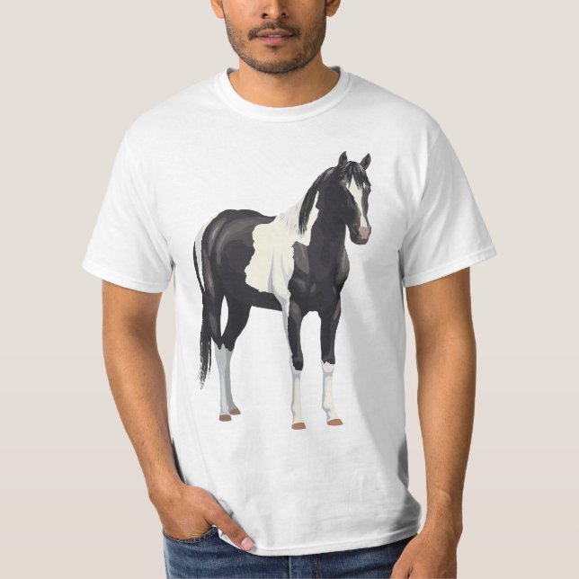 Beautiful Black Pinto Paint Horse  T-Shirt (Vorderseite)