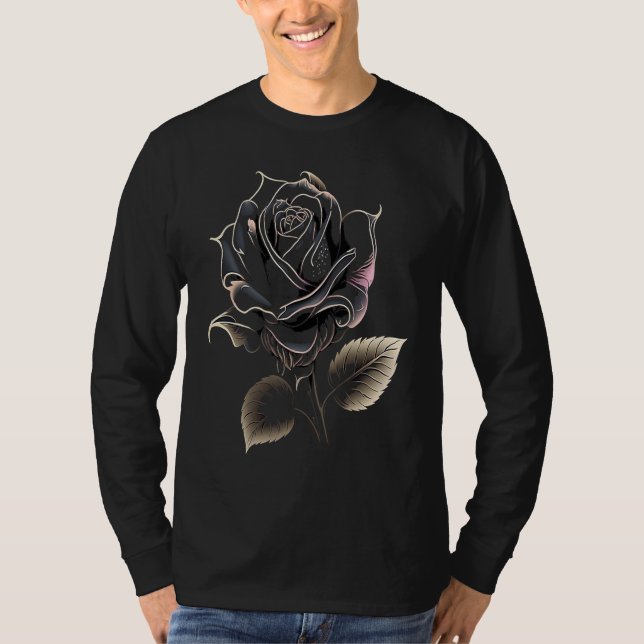 Beautiful Black Rose Flower T-Shirt (Vorderseite)