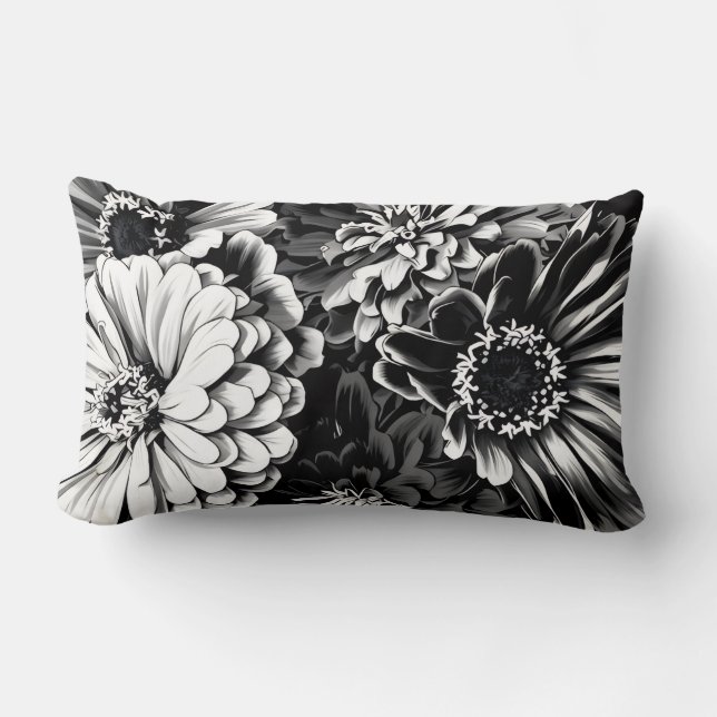Beautiful Black & white flowers on pillow Lendenkissen (Vorderseite)