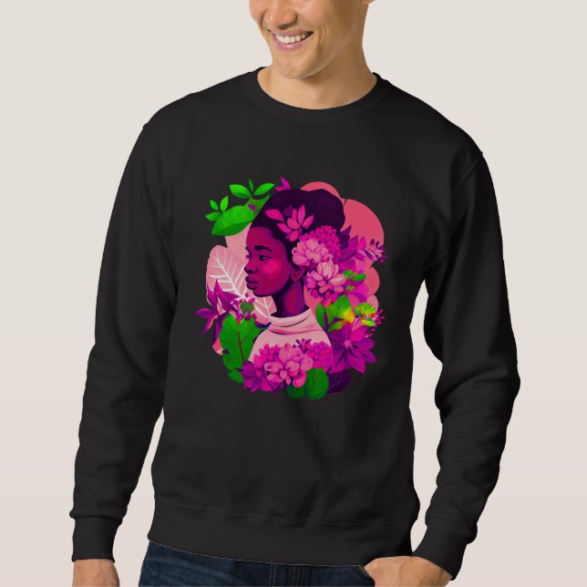Beautiful Black Woman Afro Melanin Queen Cute Flow Sweatshirt (Vorderseite)
