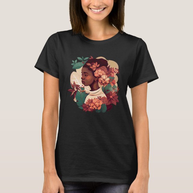 Beautiful Black Woman Afro Melanin Queen Cute Flow T-Shirt (Vorderseite)