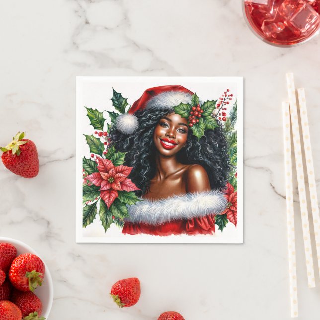 Beautiful Black Woman Christmas Serviette (Beispiel)
