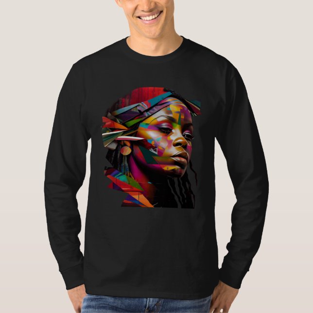 Beautiful Black Woman Colorful Abstract African Me T-Shirt (Vorderseite)
