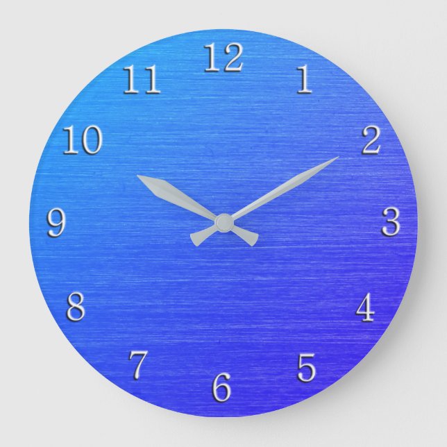 Beautiful Blended Blue with White Numbers Große Wanduhr (Vorderseite)
