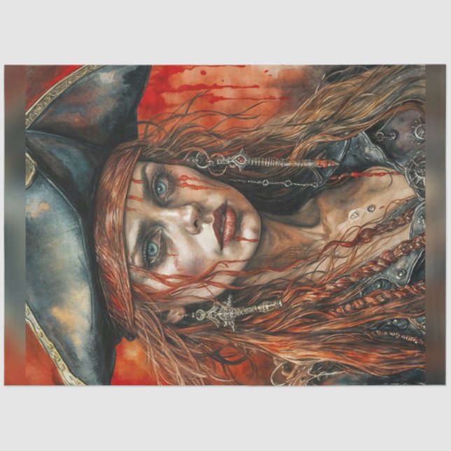Beautiful Bloody Pirate Woman Anne Bonny Seidenpapier (Vorderseite)