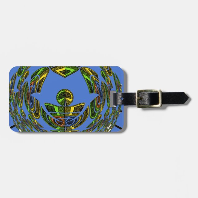 Beautiful Blue African Traditional Ethnic Vector Gepäckanhänger (Vorderseite horizontal)