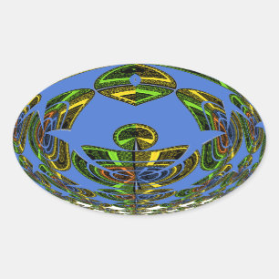 Beautiful Blue African Traditional Ethnic Vector Ovaler Aufkleber