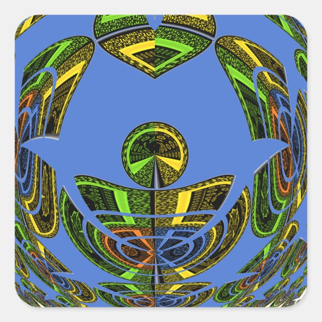 Beautiful Blue African Traditional Ethnic Vector Quadratischer Aufkleber (Vorderseite)