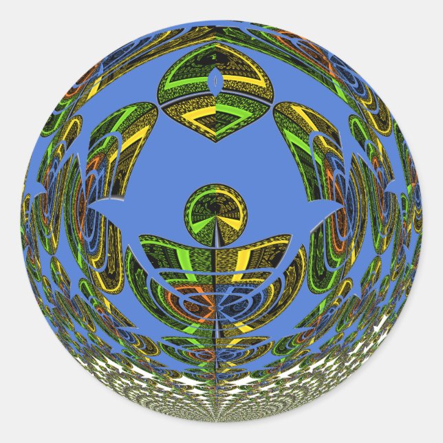 Beautiful Blue African Traditional Ethnic Vector Runder Aufkleber (Vorderseite)