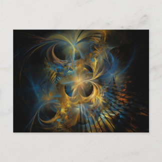 Beautiful Blue And Gold Fractal Postkarte